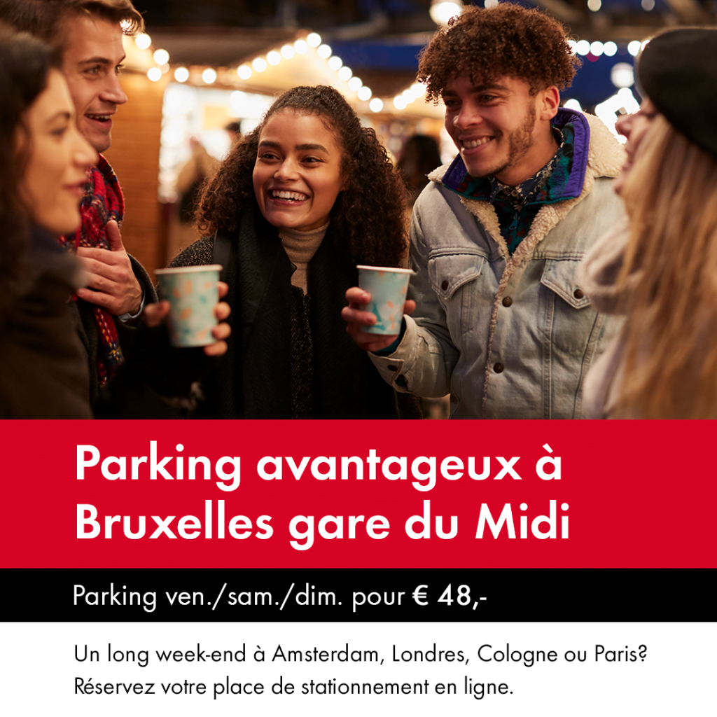 Q-Park Brussel Zuidstation waar mensen samen warme drankjes drinken