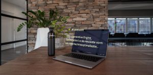 Laptop met uitleg over Generative Engine Optimization (GEO)
